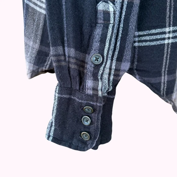 Free People Wesley Plaid Linen Blend Black Gray Sz M - Picture 9 of 9